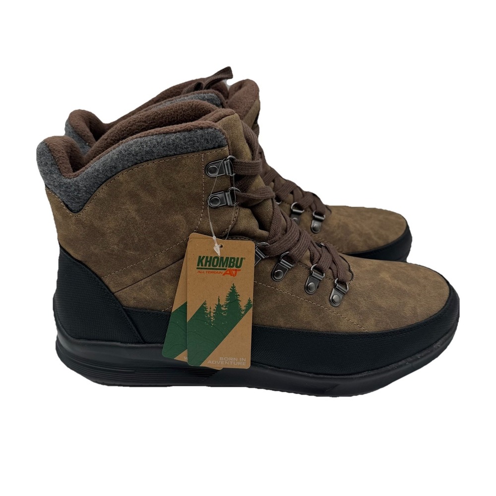 Khombu AT Cascade Boots Mens 13 M Brown All Terrain Hiking Lined Water Resistant